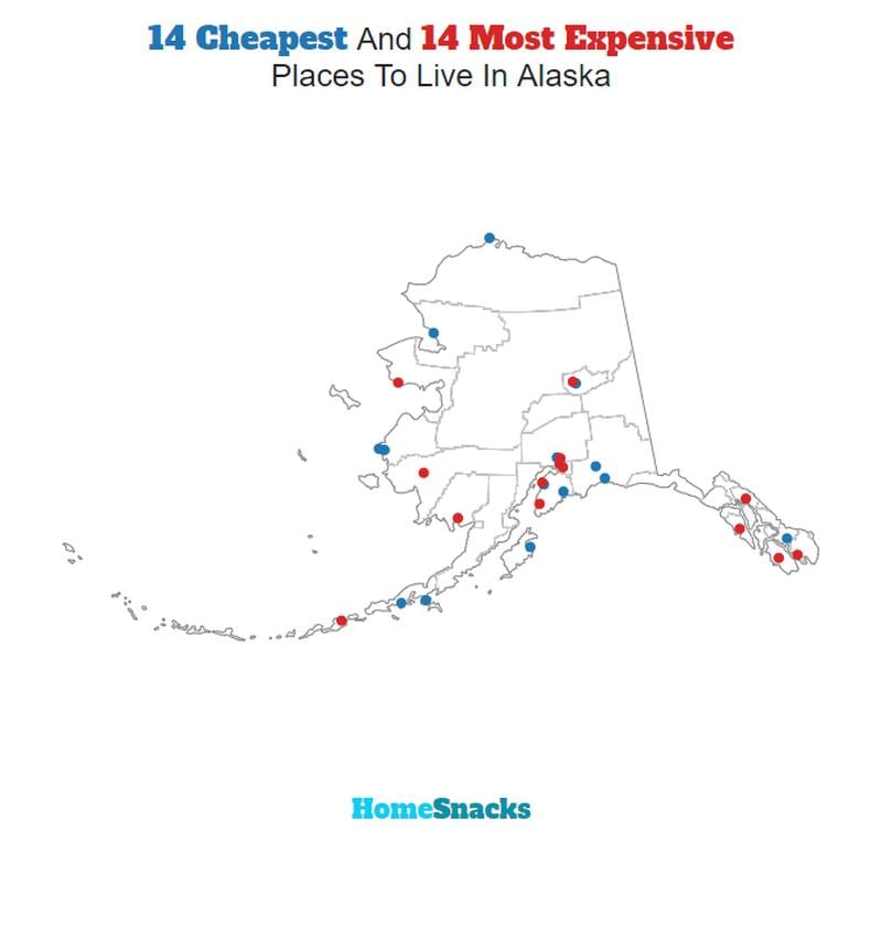 Map Of The Cheapest Places To Live In Alaska