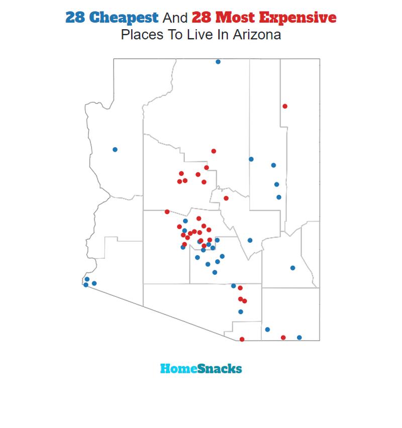 Map Of The Cheapest Places To Live In Arizona