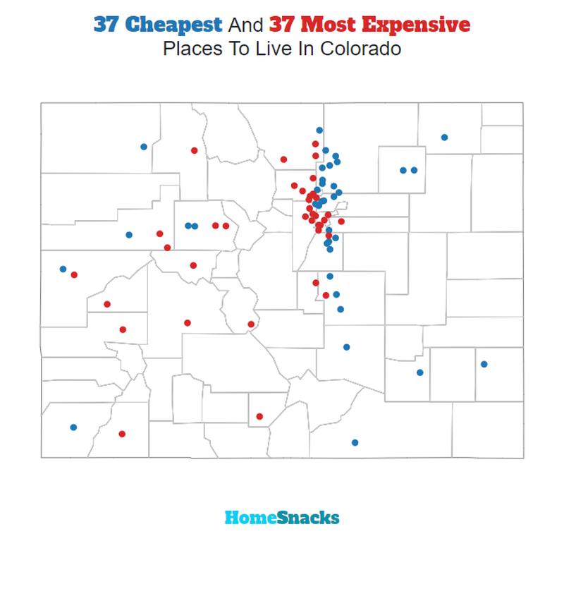 Map Of The Cheapest Places To Live In Colorado