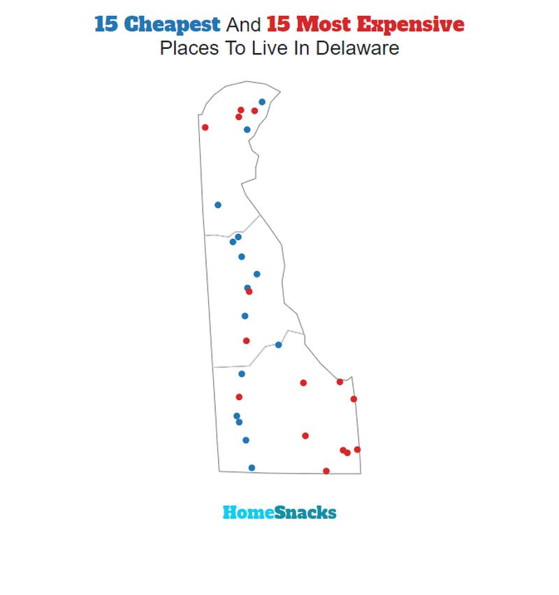 Map Of The Cheapest Places To Live In Delaware