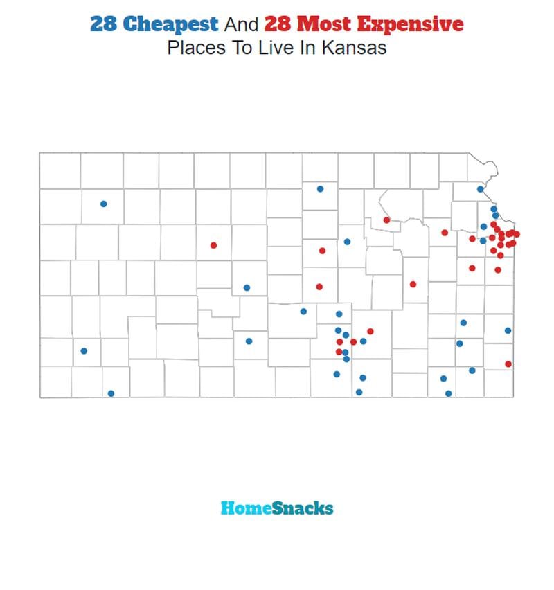 Map Of The Cheapest Places To Live In Kansas