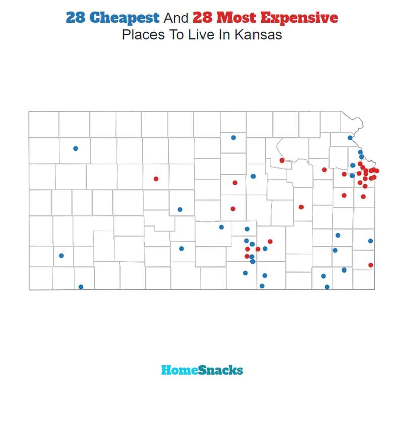 Map Of The Cheapest Places To Live In Kansas