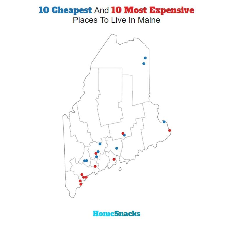 Map Of The Cheapest Places To Live In Maine