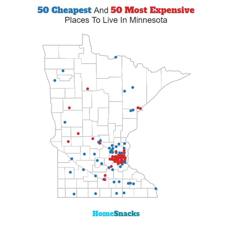 Map Of The Cheapest Places To Live In Minnesota