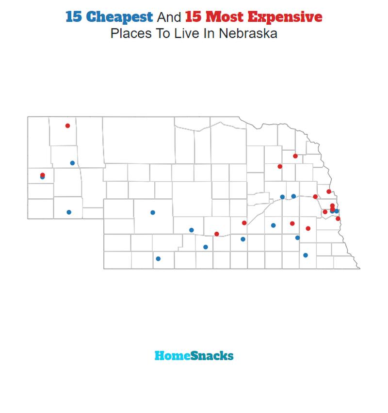 Map Of The Cheapest Places To Live In Nebraska