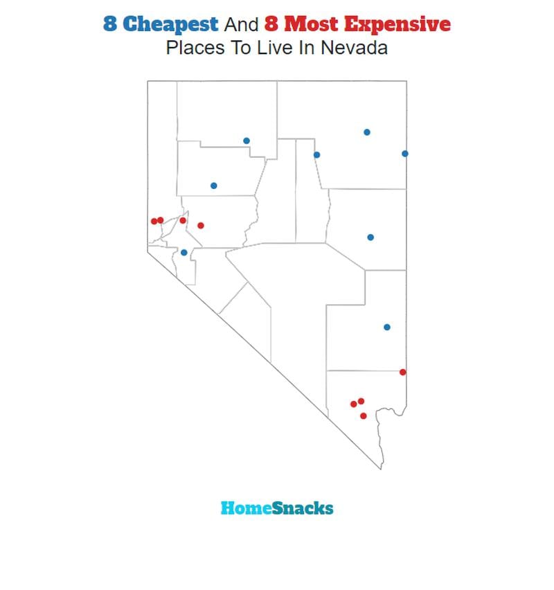 Map Of The Cheapest Places To Live In Nevada