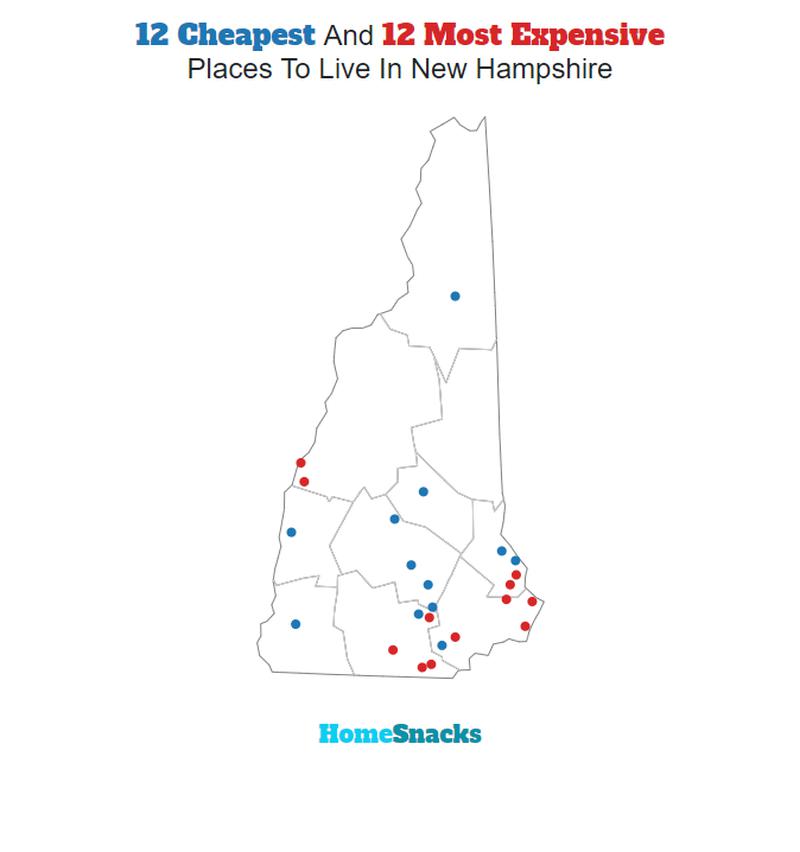 Map Of The Cheapest Places To Live In New Hampshire