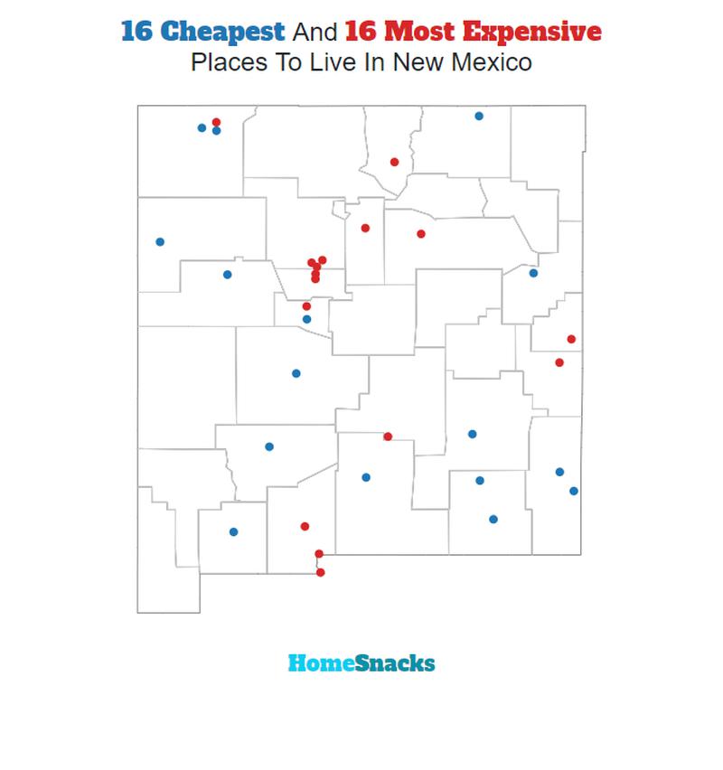 Map Of The Cheapest Places To Live In New Mexico