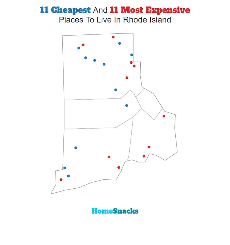 Map Of The Cheapest Places To Live In Rhode Island