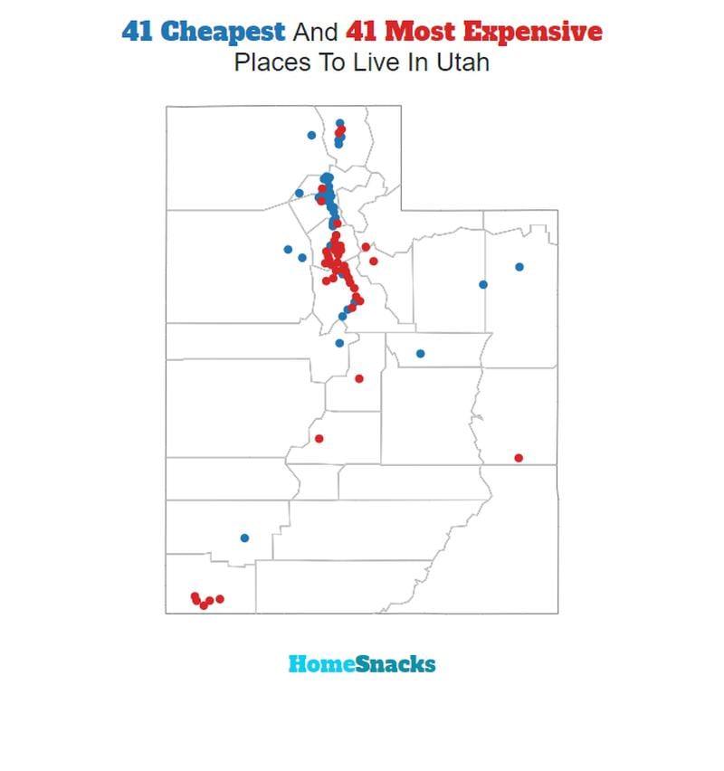 Map Of The Cheapest Places To Live In Utah