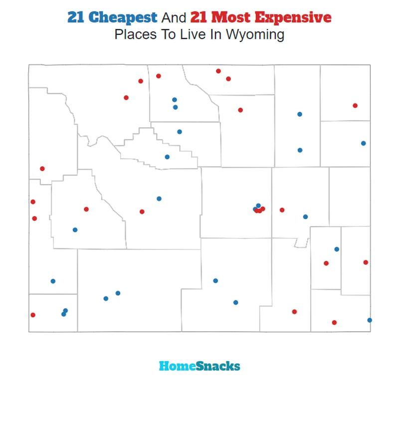 Map Of The Cheapest Places To Live In Wyoming