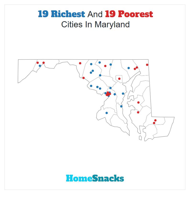 Map Of The Richest Places To Live In Maryland