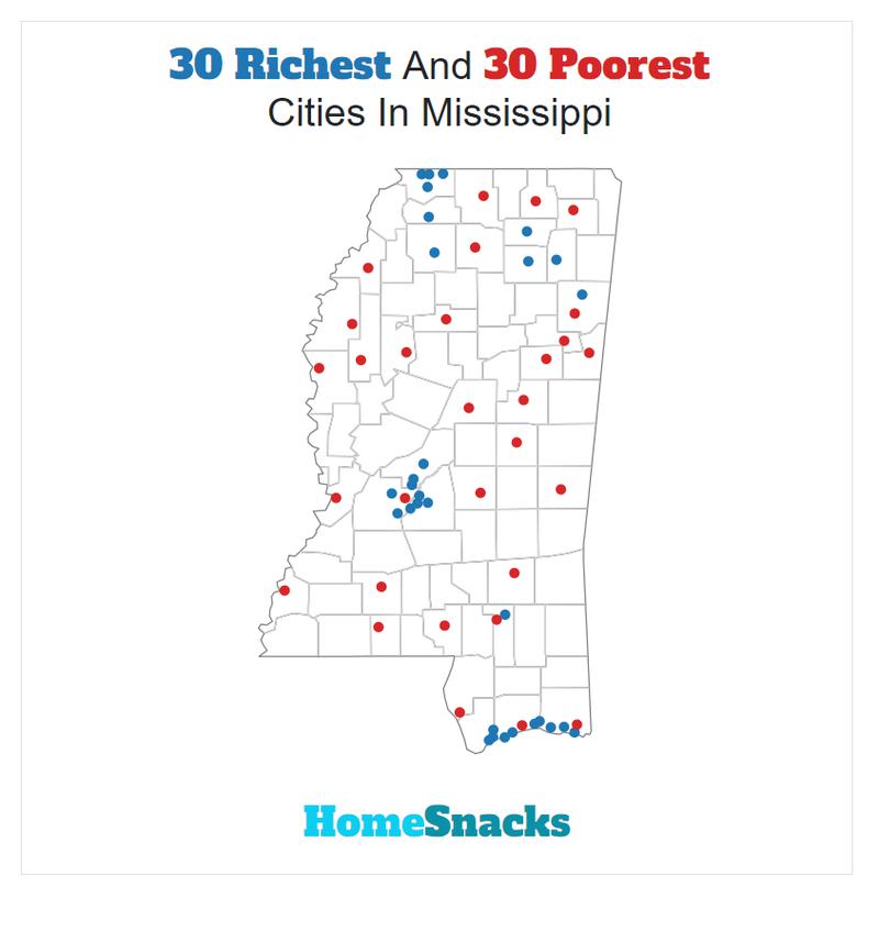 Map Of The Richest Places To Live In Mississippi