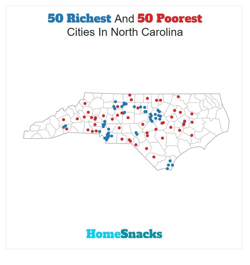 Map Of The Richest Places To Live In North Carolina