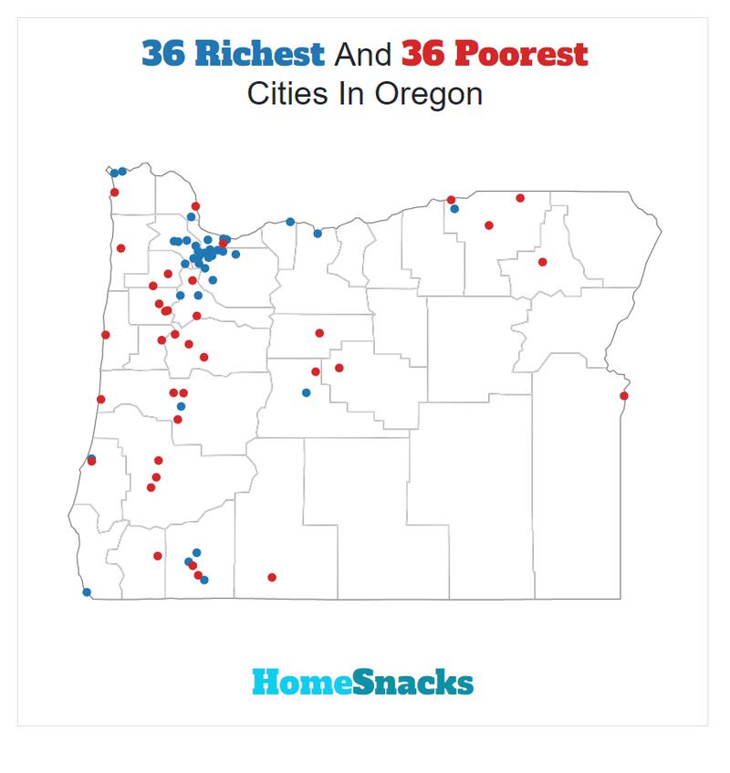 Map Of The Richest Places To Live In Oregon