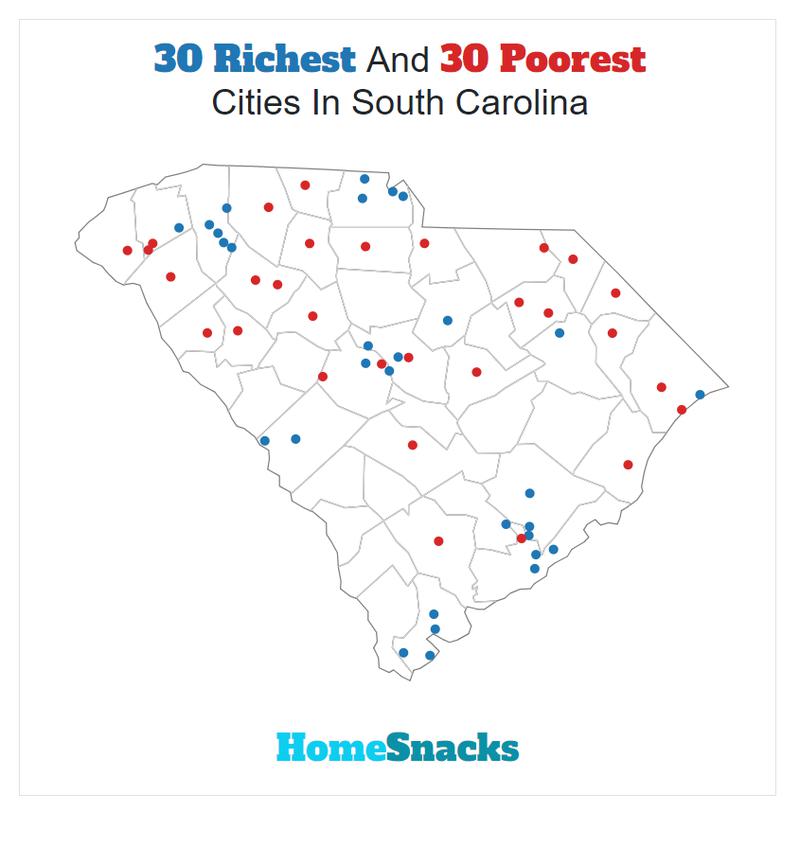 Map Of The Richest Places To Live In South Carolina