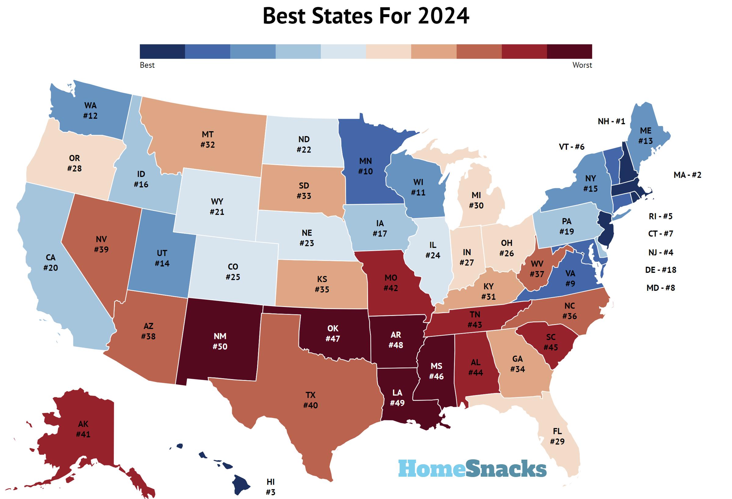 best States In The United States Map