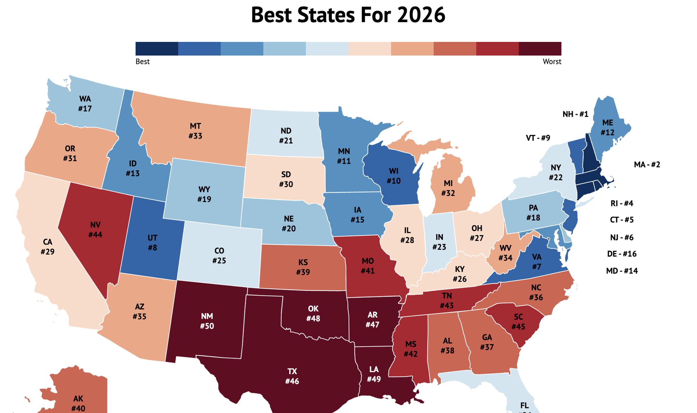 best States In The United States Map