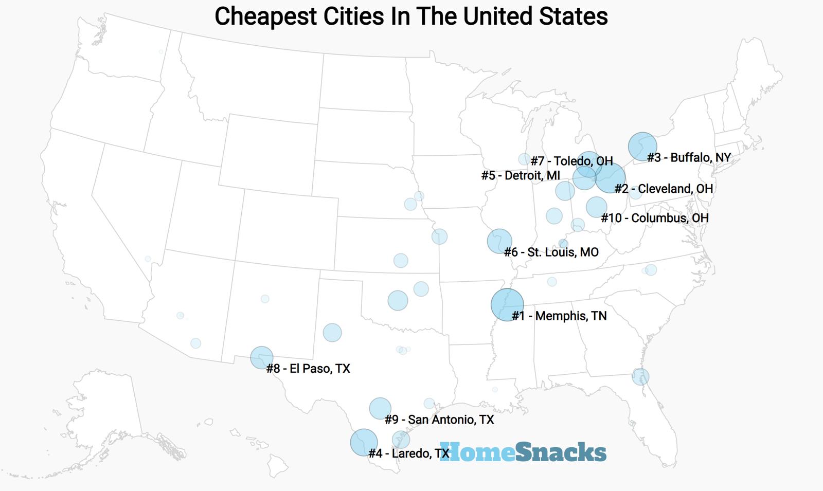 Cheapest Cities In The United States Map