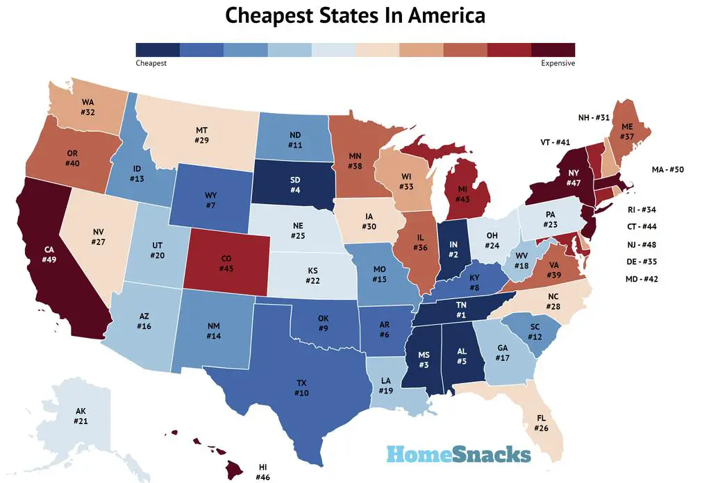 Cheapest Places To Live Map