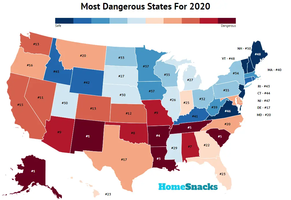 Most Dangerous States In America For 2020 RoadSnacks