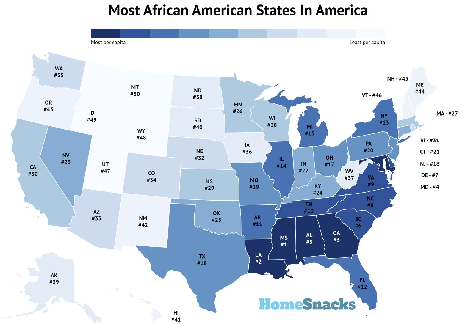Most Africa American States In America Map