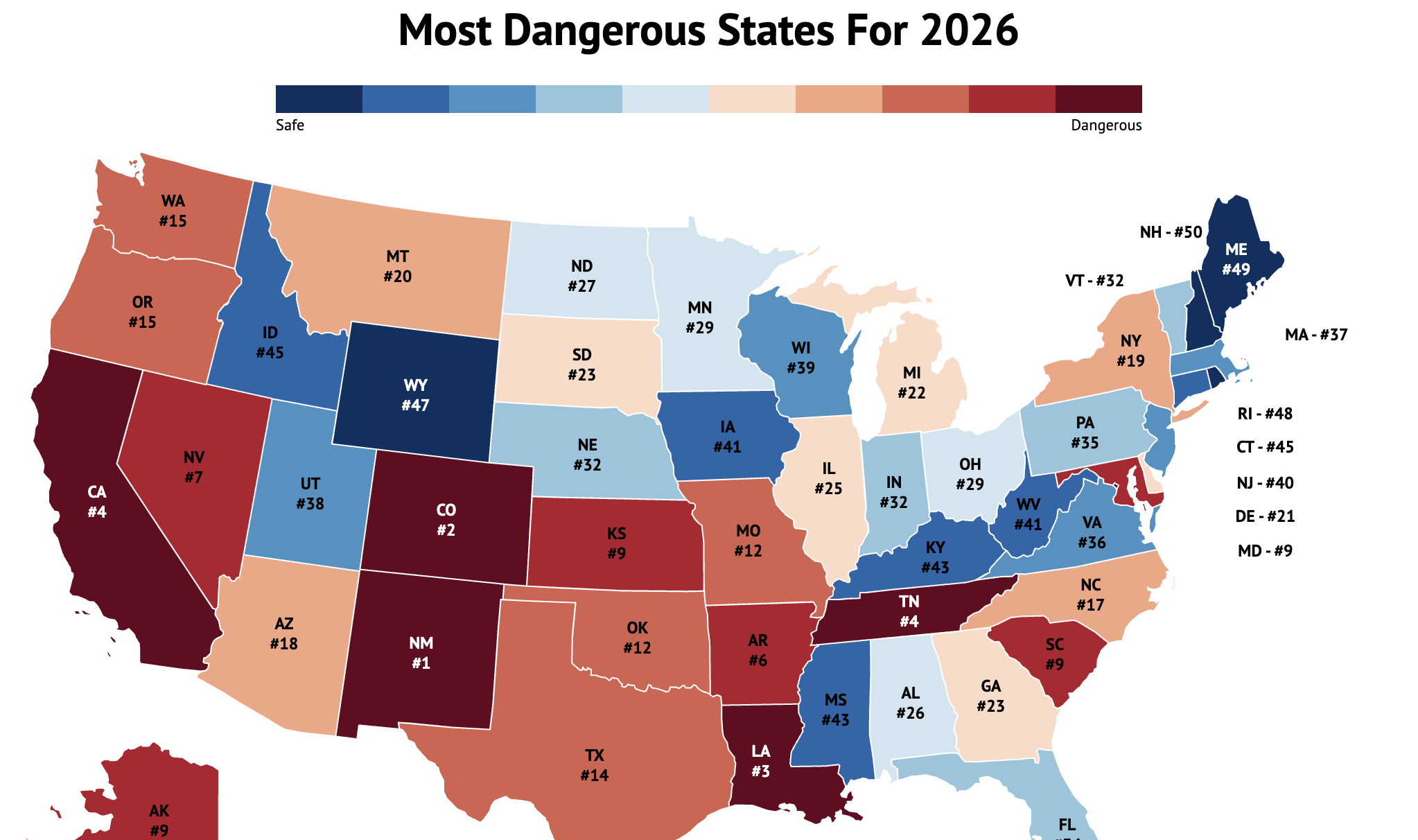 Dangerous States In America Map