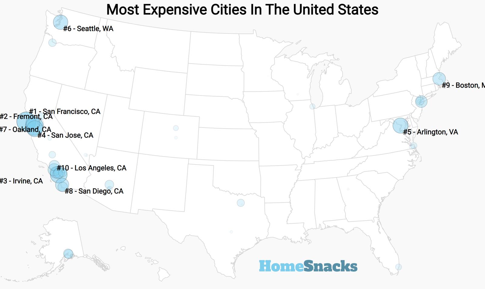 Most Expensive Cities In The United States Map