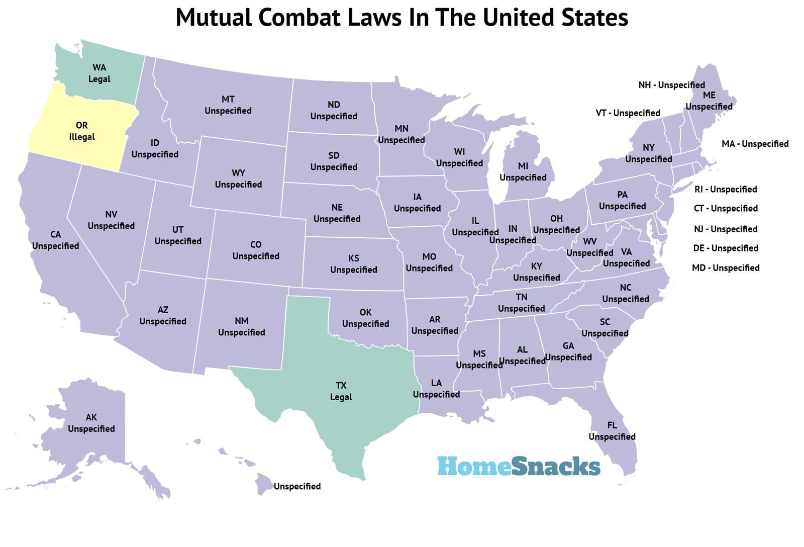 Map Of States With Mutual Combat Laws