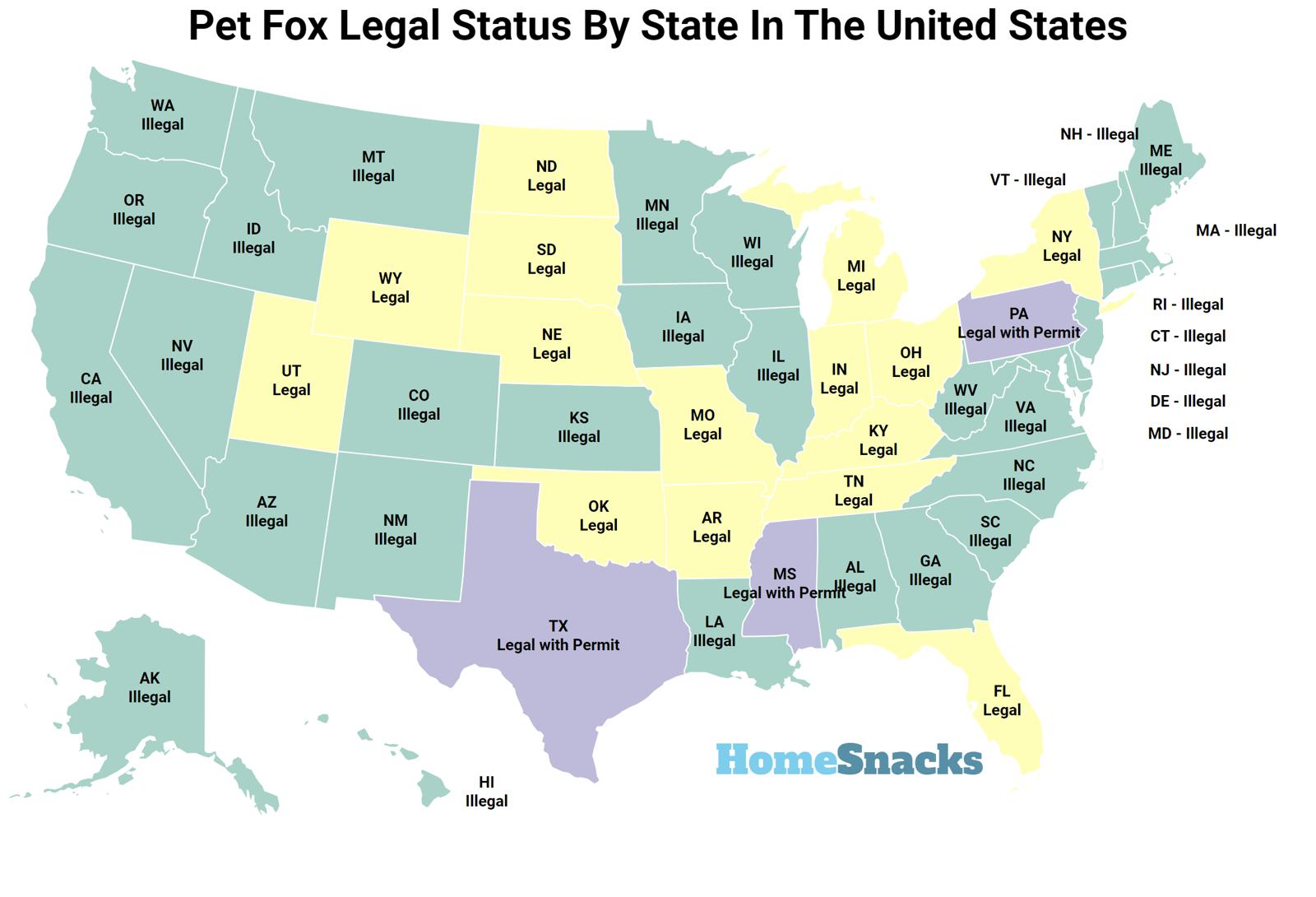 Pet Fox Legal Status By State In The United States