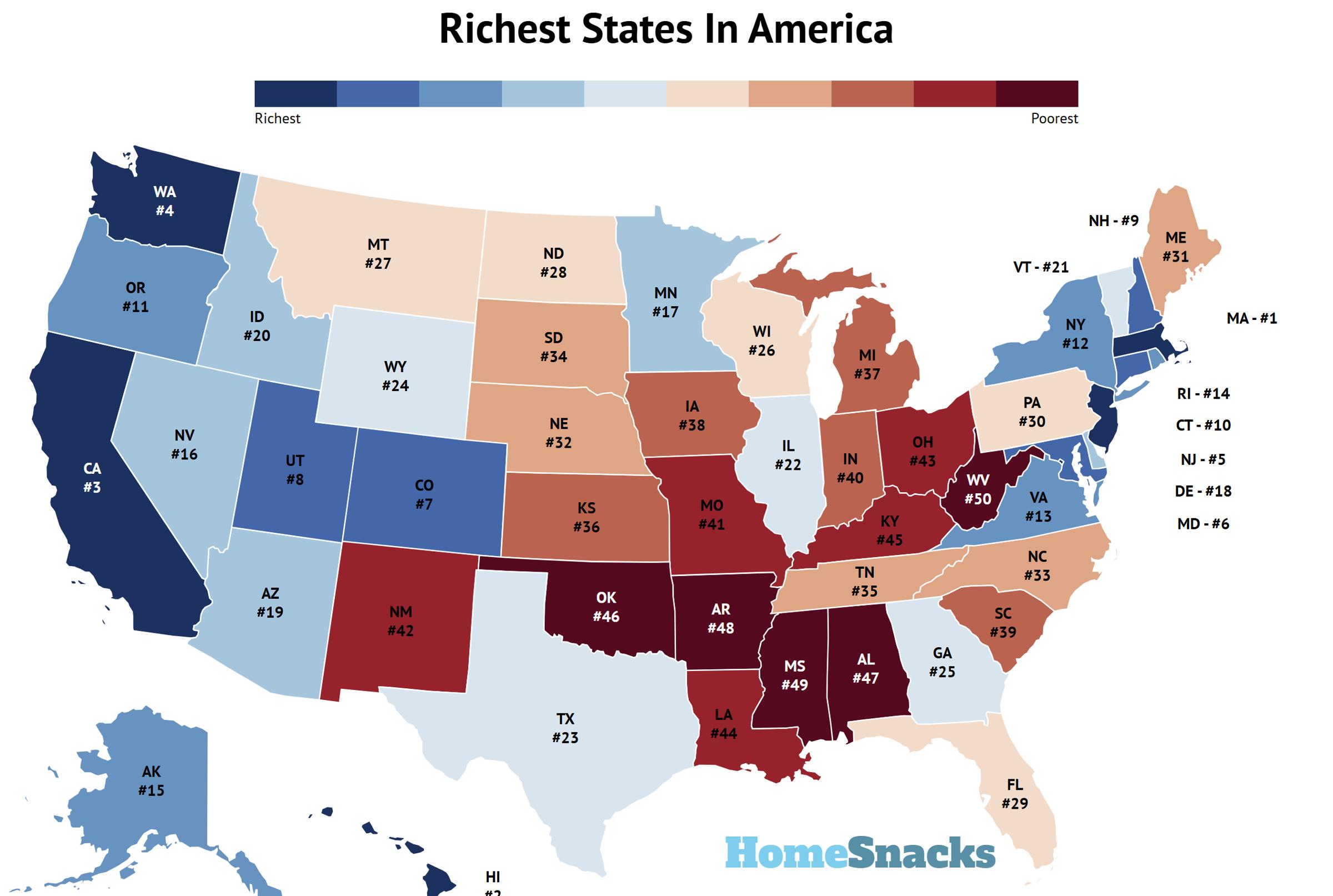 10 Richest States To Live In The United States For 2024 And