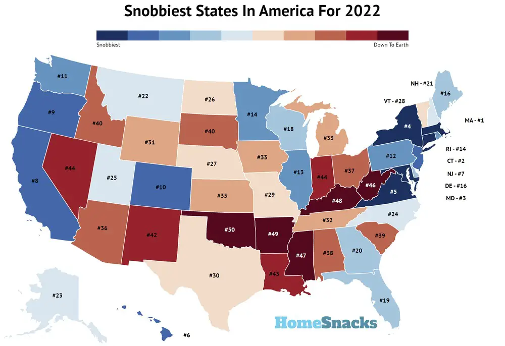 Snobbiest States In America Map