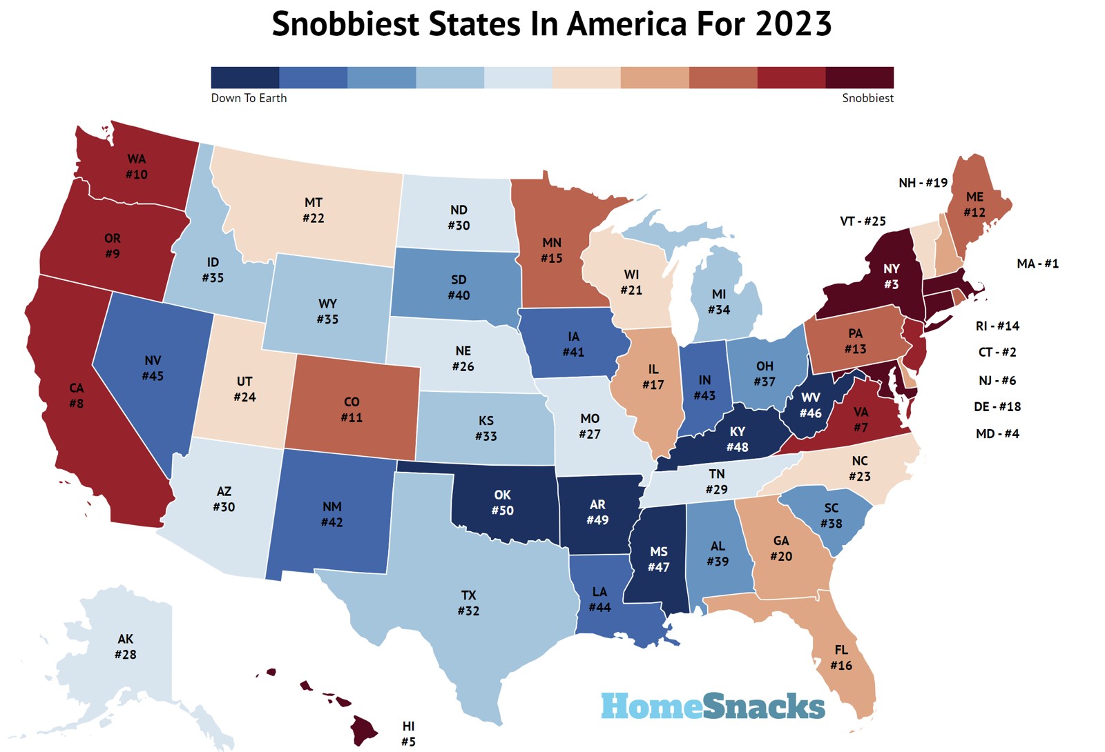 Snobbiest States In America Map
