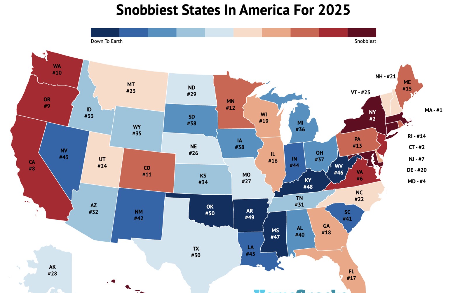 Snobbiest States In America Map