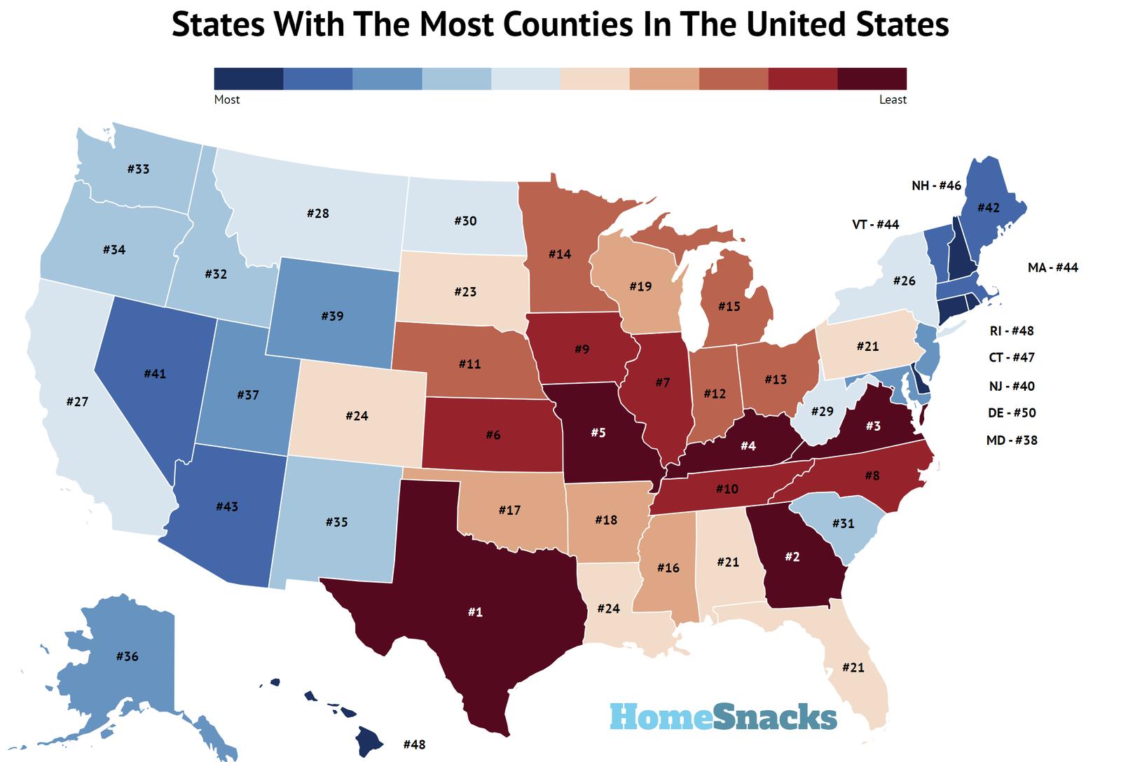 States With The Most Counties In The United States