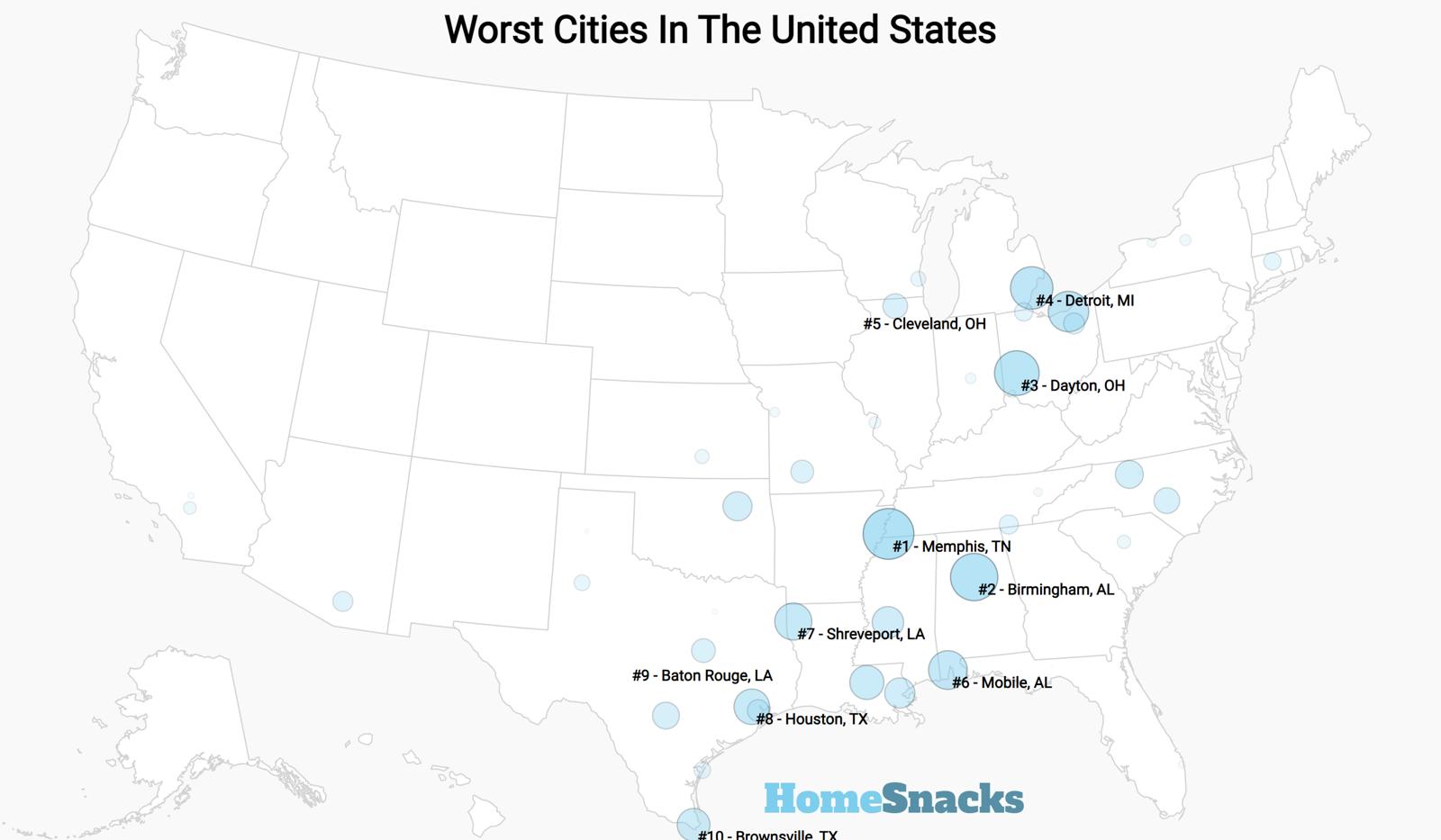 Worst Cities In The United States Map