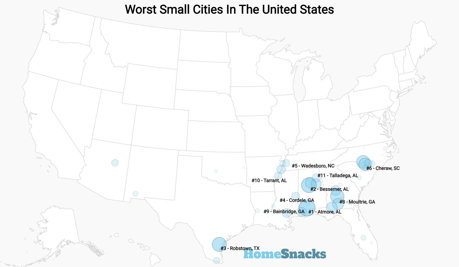 Worst Small Cities In The United States Map