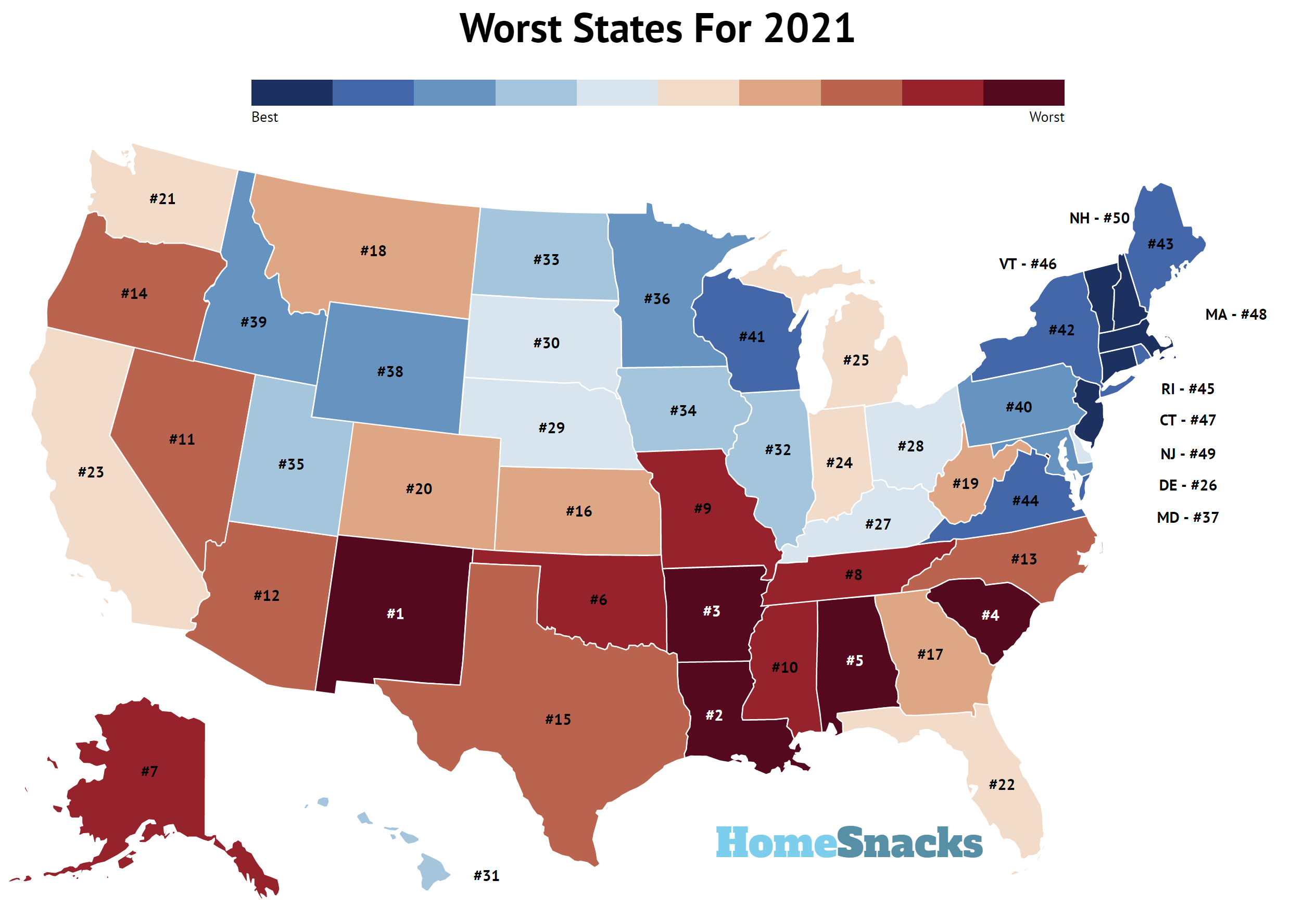Worst States In America For 2021
