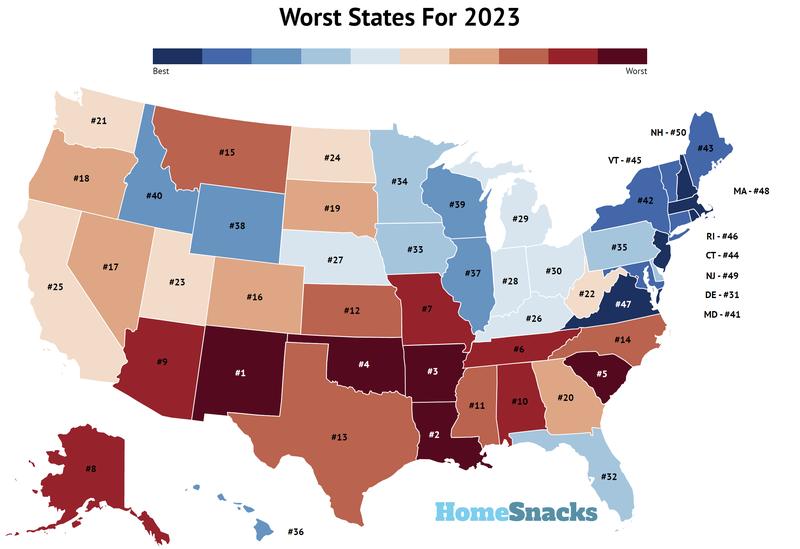 Worst States In America Map