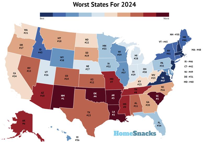 Worst States In America Map