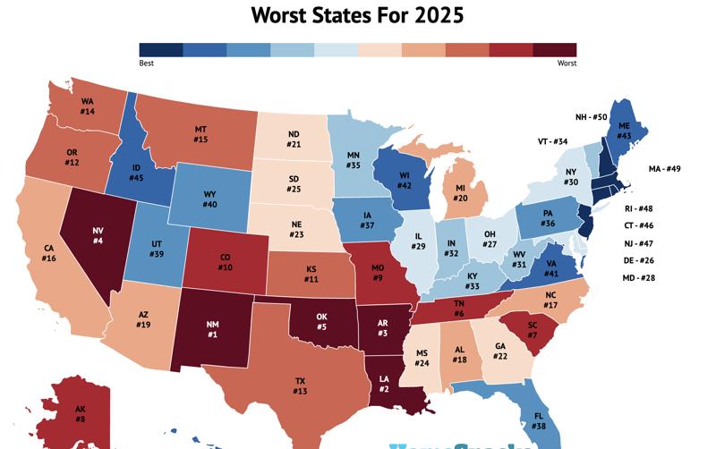 Worst States In America Map