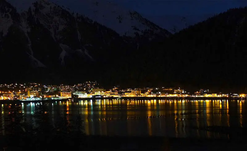 Downtown Juneauc Alaska At Night