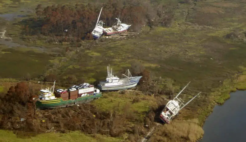 Katrina Bayou La Batre  Boats Ashore