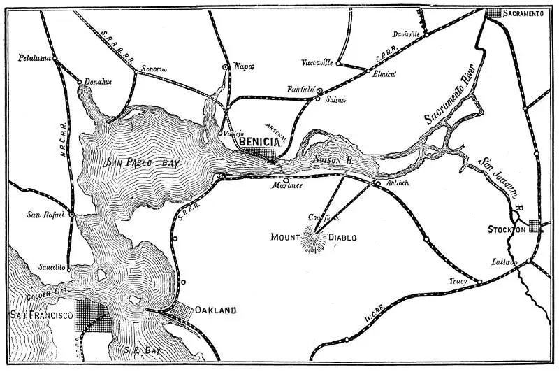 Map Of Railroad Connections To Benicia And The San Francisco Bay Area