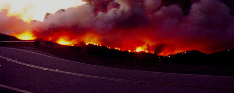 Looking Down On The Corral Canyon Brush Fire From Latigo Cyn Rd Malibu Ca