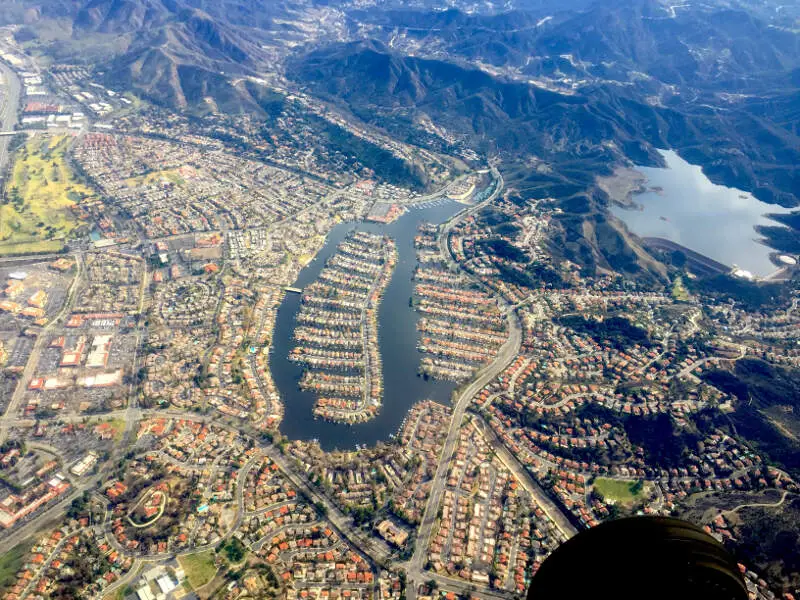 Aerial Of Westlake Lake In Westlake Village