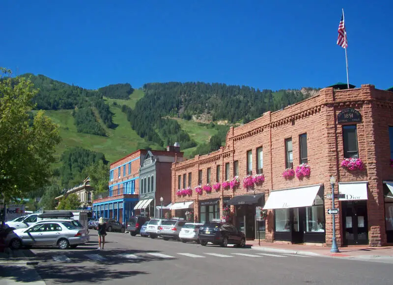 Downtown Aspenc Coc With View To Ski Slopes