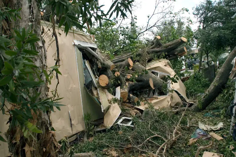 Hurricane Damage To Mobile Home In Davie Florida