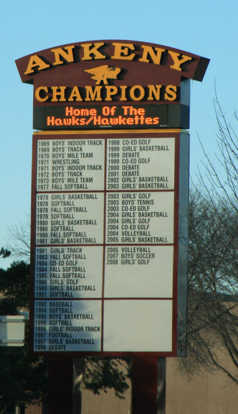 Ankeny Iowa High School Sign