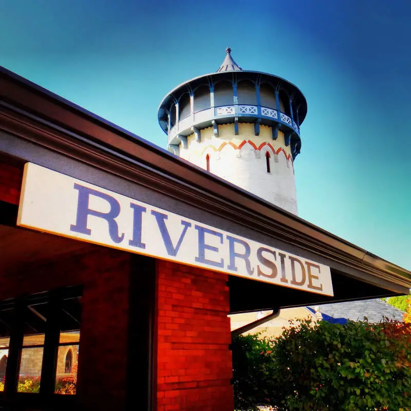 Riversidec Illinois Water Tower And Train Station